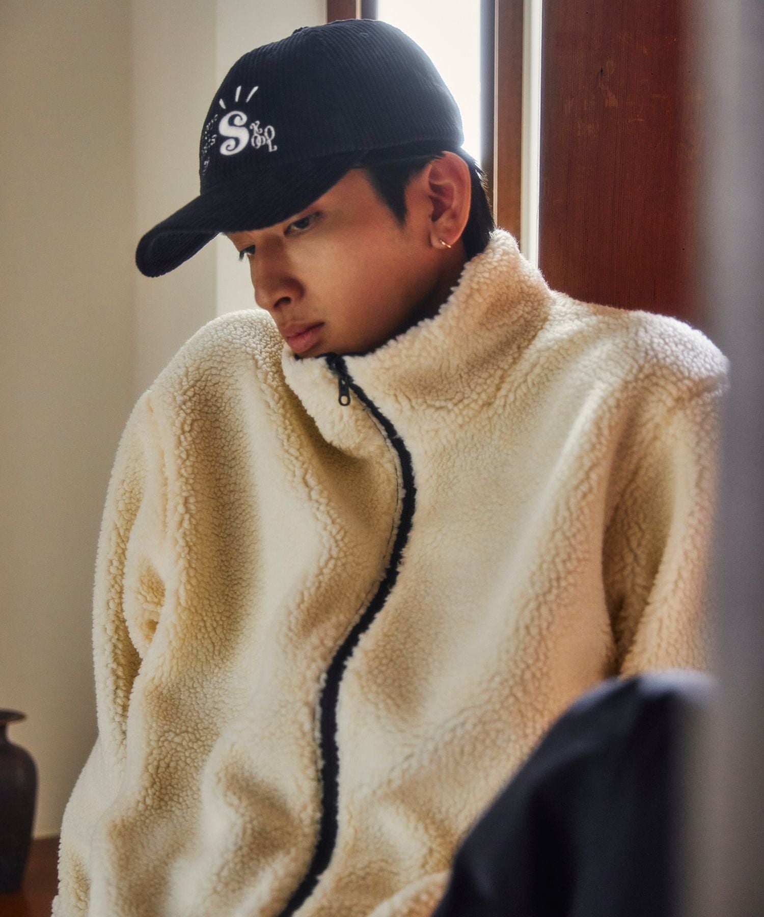 reversible boa blouson