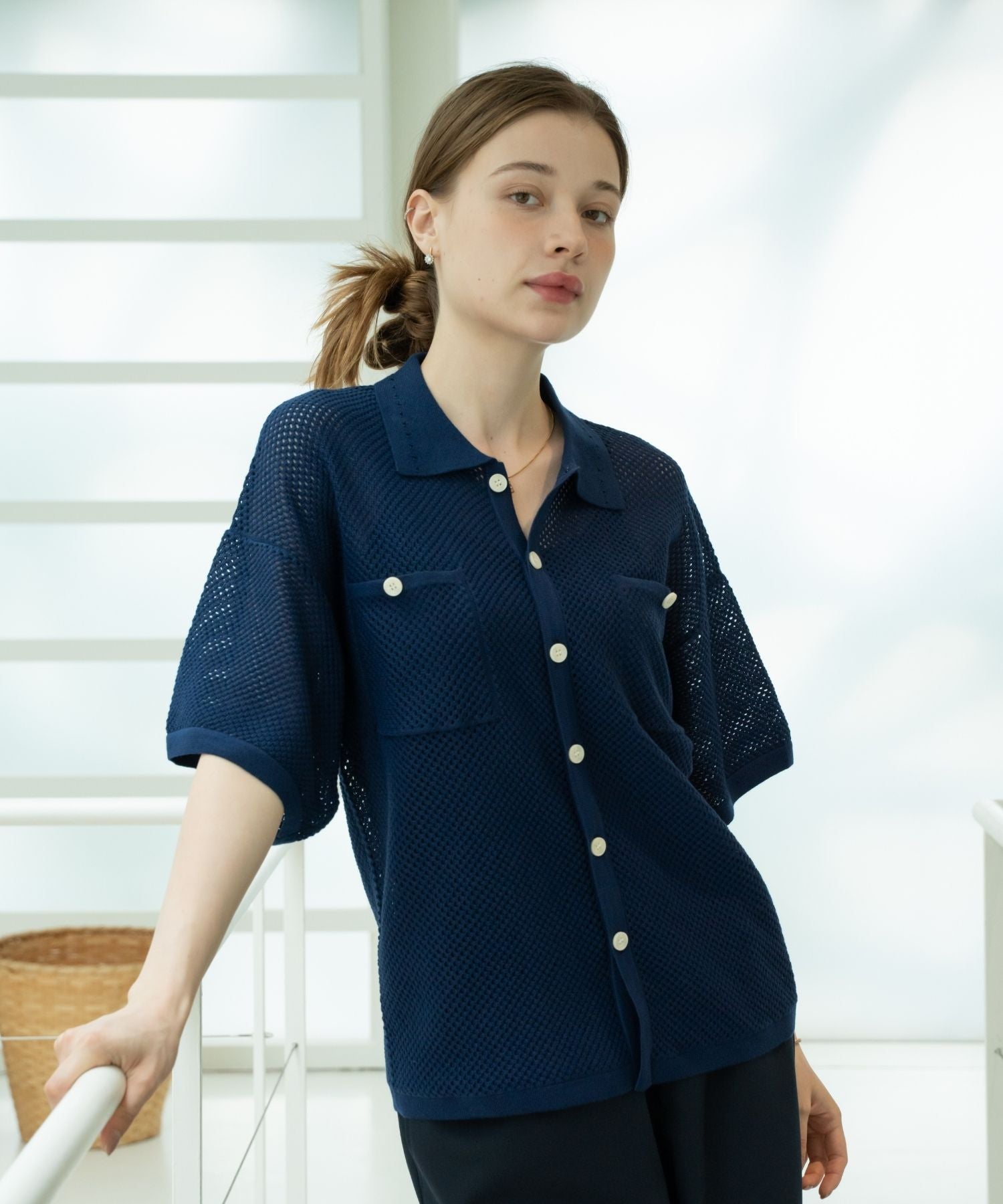 ●MASSNOUN● CHECKERBOARD MESHED KNIT HALF SHIRTS (2色) Designer fashion, Seoul-fully created | W Concept