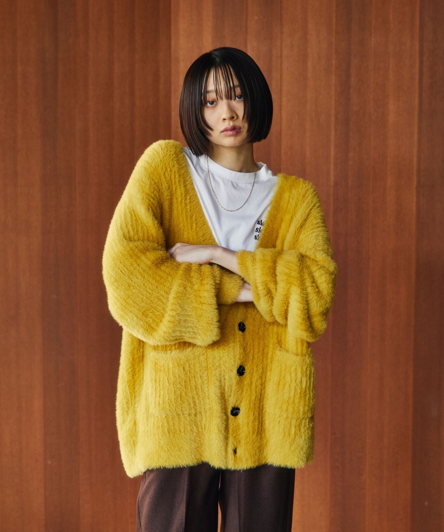 shaggy knit cardigan