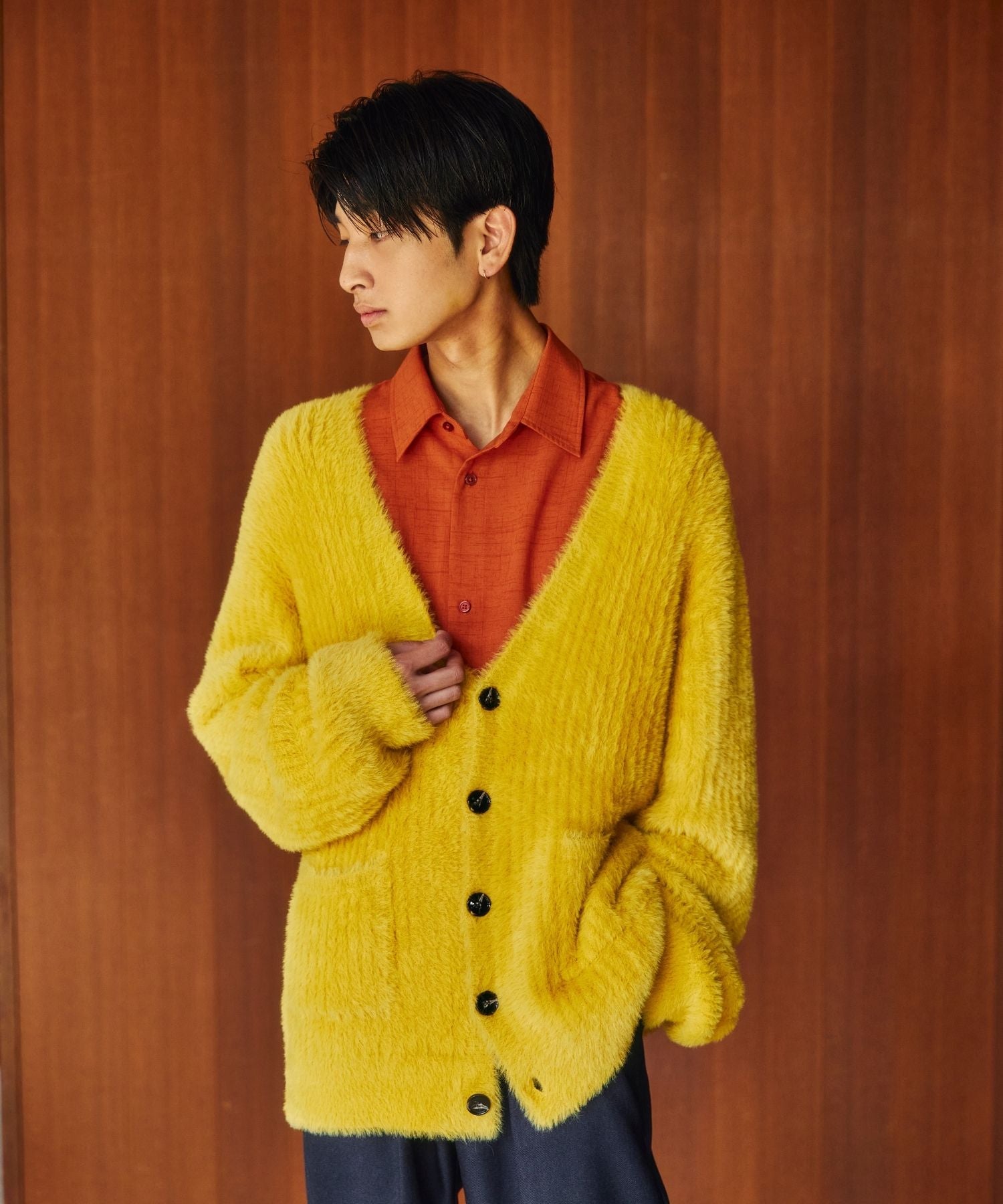 shaggy knit cardigan